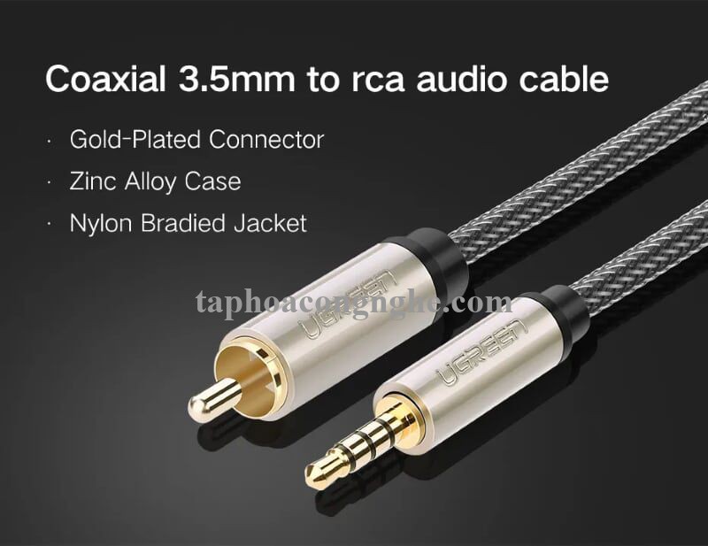 Ugreen 20735 5M chỉ dùng cho tv xiaomi chỉ tương thích với tv xiaomi màu Xám Cáp âm thanh bông sen Coaxial sang 3.5mm dương cao cấp AV132 30020735